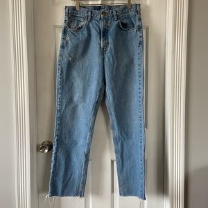 Carhartt Tapered Blue Jeans Distressed Cut Off Size 34